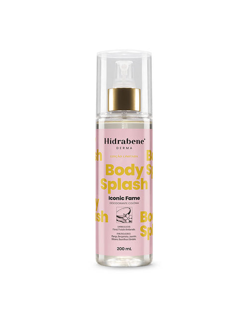 Frasco de 200ml do body splash Iconic Fame Hidrabene, desodorante colônia edição limitada