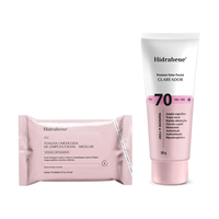 Kit Protetor Solar Facial FPS 70 Clareador + Toalha Umedecida Micelar