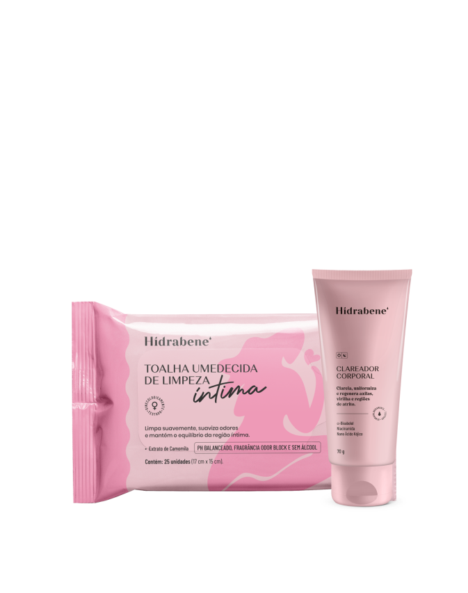 Kit Creme Clareador Corporal + Toalha Umedecida de Limpeza Íntima