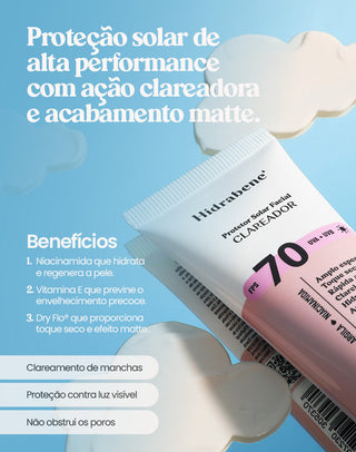 Protetor Solar Facial FPS 70 Clareador