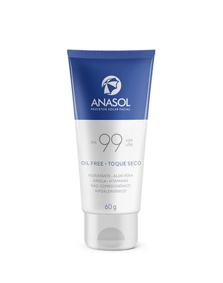 Protetor solar facial Anasol FPS 99 oil free toque seco 60 g - frente da embalagem