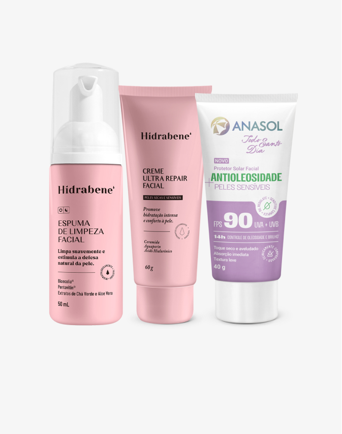 Kit skincare pele seca e sensível