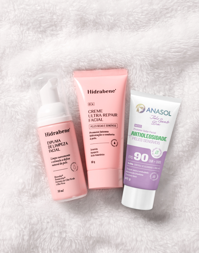 Kit skincare pele seca e sensível