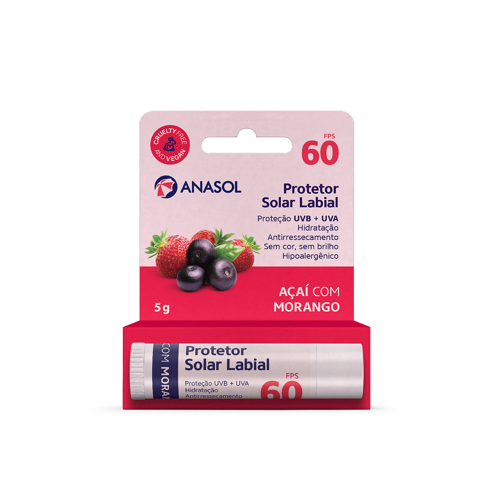 ANASOL PROTETOR LABIAL  FPS 60  AÇAÍ COM MORANGO