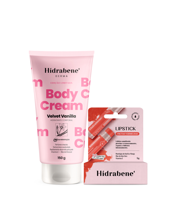 Kit Lipstick Frutas Vermelhas + Body Cream Velvet Vanilla