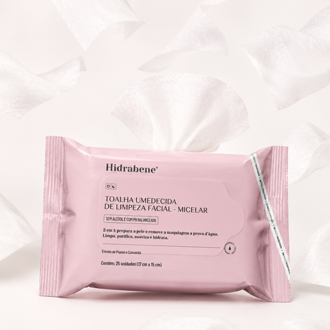 TOALHA UMEDECIDA MICELAR - LIMPEZA FACIAL - 25 UNIDADES