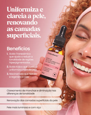 Benefícios do Sérum Multicorretivo Clareador Hidrabene: clareamento de manchas e uniformização do tom da pele