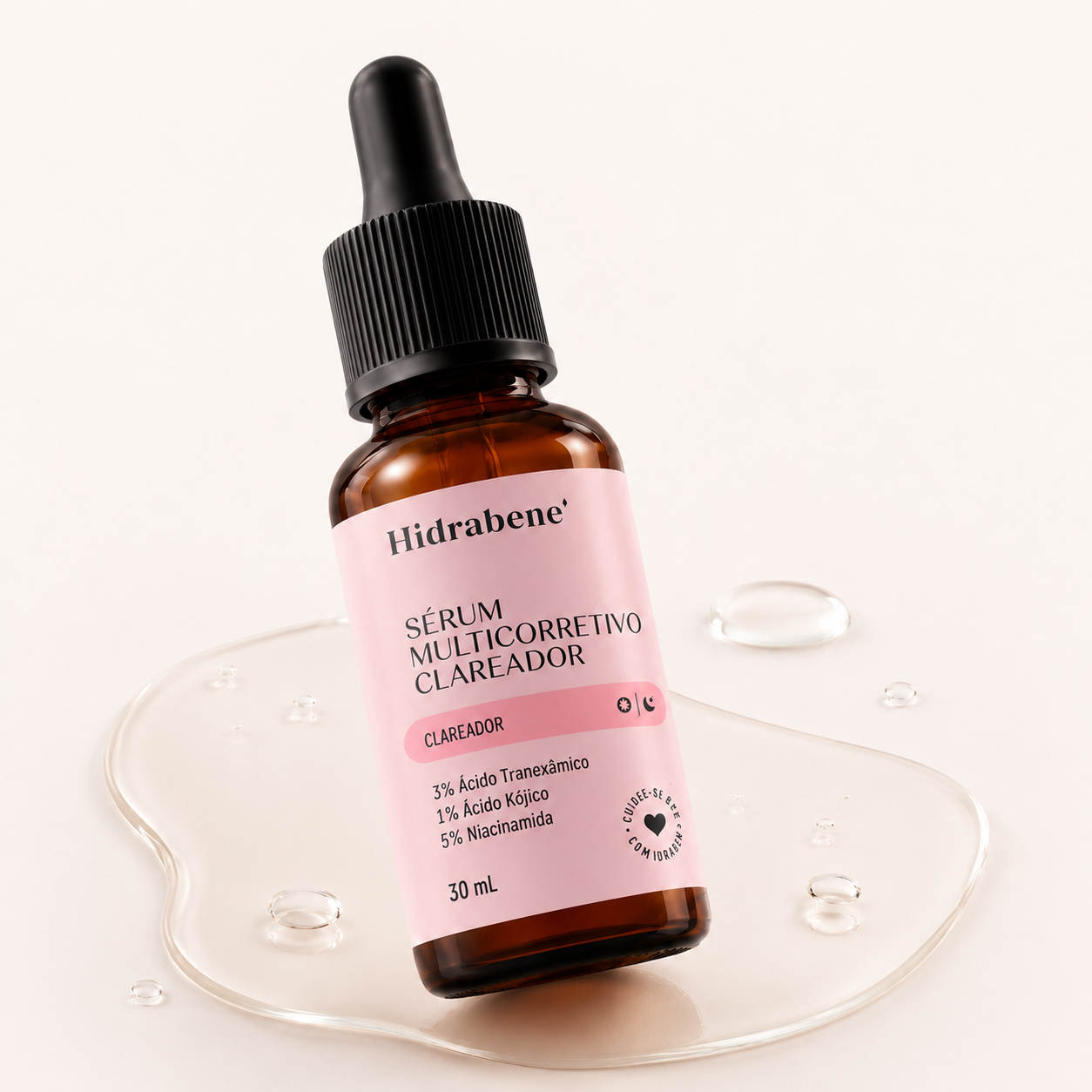 Sérum Multicorretivo Clareador Hidrabene 30ml com ácido tranexâmico, ácido kójico e niacinamida
