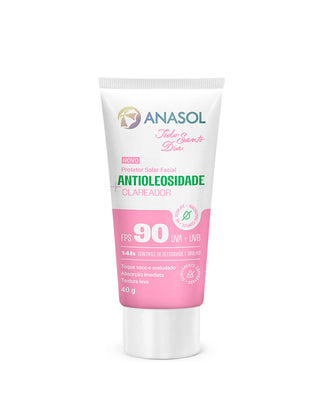 Protetor solar facial Anasol Todo Santo Dia Antioleosidade Clareador FPS 90 40g em bisnaga rosa