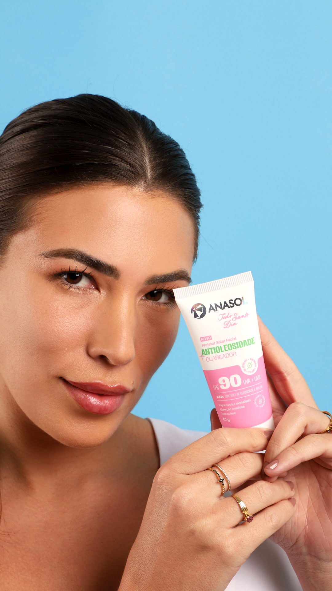 ANASOL PROTETOR SOLAR FACIAL TODO SANTO DIA - ANTIOLEOSIDADE CLAREADOR FPS 90 - 40G