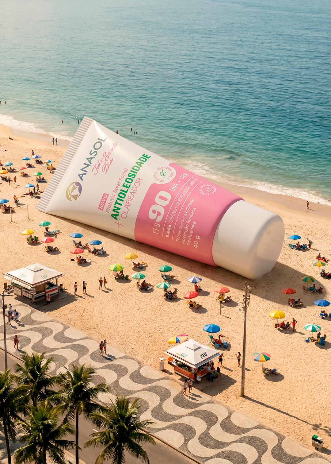 ANASOL PROTETOR SOLAR FACIAL TODO SANTO DIA - ANTIOLEOSIDADE CLAREADOR FPS 90 - 40G