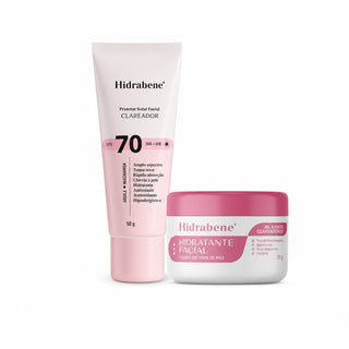 Kit Clareador Diário: Protetor Solar Facial FPS 70 Clareador (embalagem nova) e Hidratante Facial Clareador