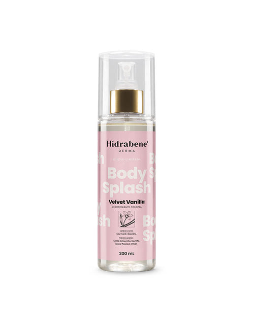 Frasco de 200ml do body splash Velvet Vanilla Hidrabene, desodorante colônia edição limitada