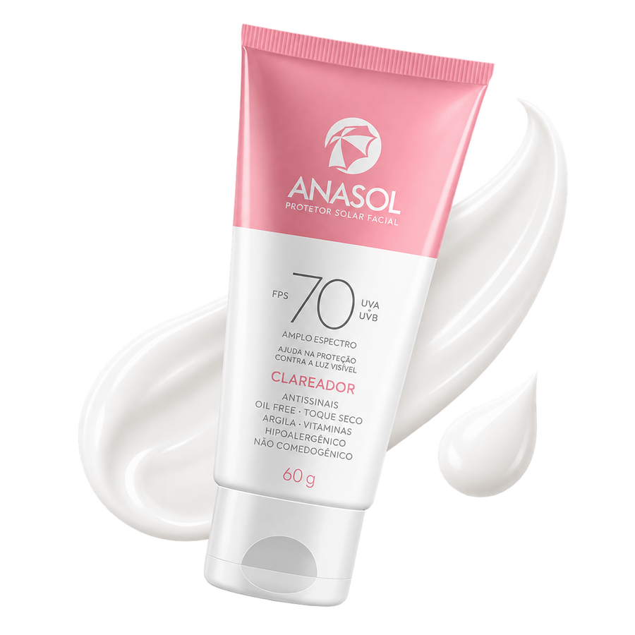 Bisnaga do Anasol Protetor Solar Facial Clareador FPS 70, 60 g.