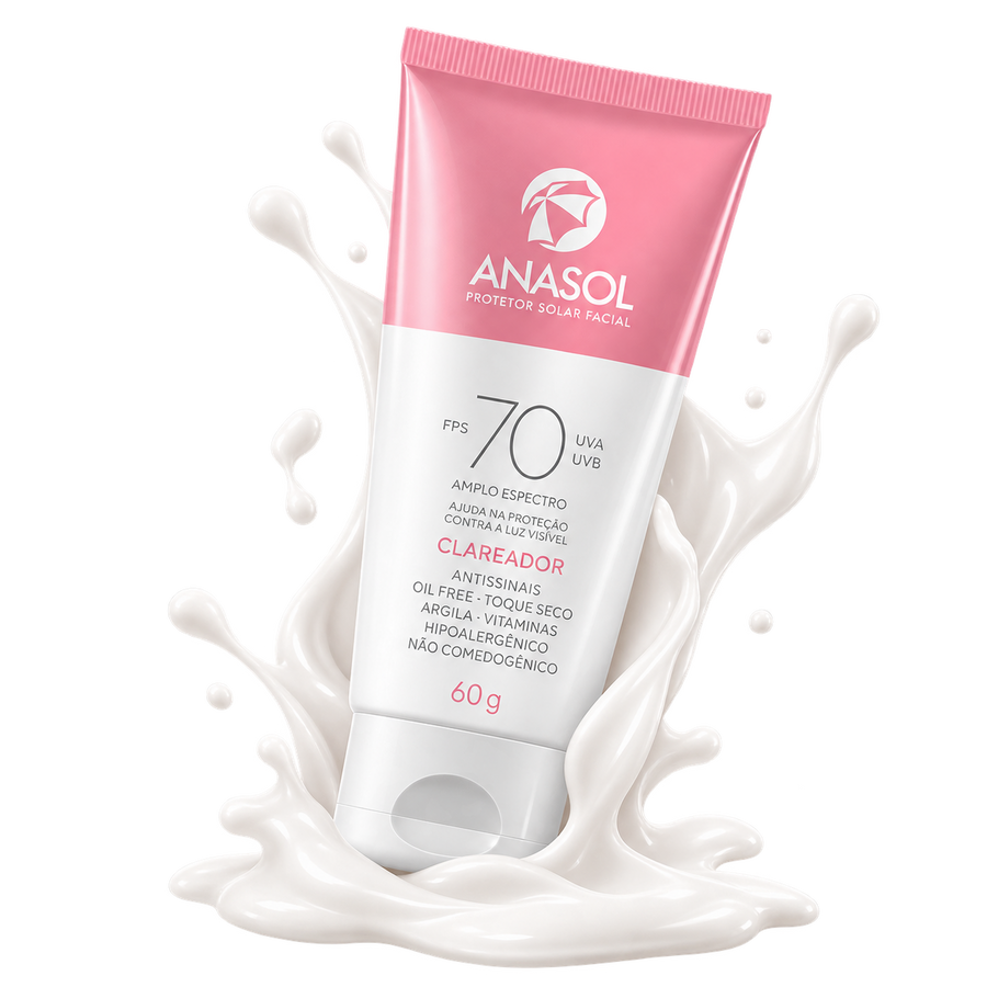 Bisnaga do Anasol Protetor Solar Facial Clareador FPS 70, 60 g.