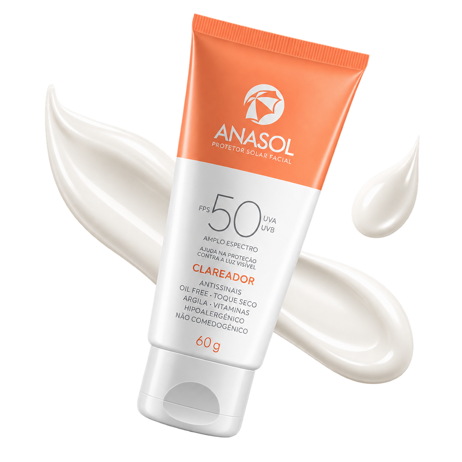 Bisnaga do Anasol Protetor Solar Facial Clareador FPS 50, 60 g.