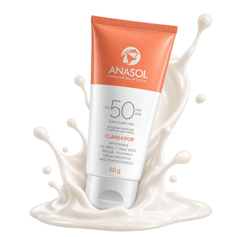Bisnaga do Anasol Protetor Solar Facial Clareador FPS 50, 60 g.