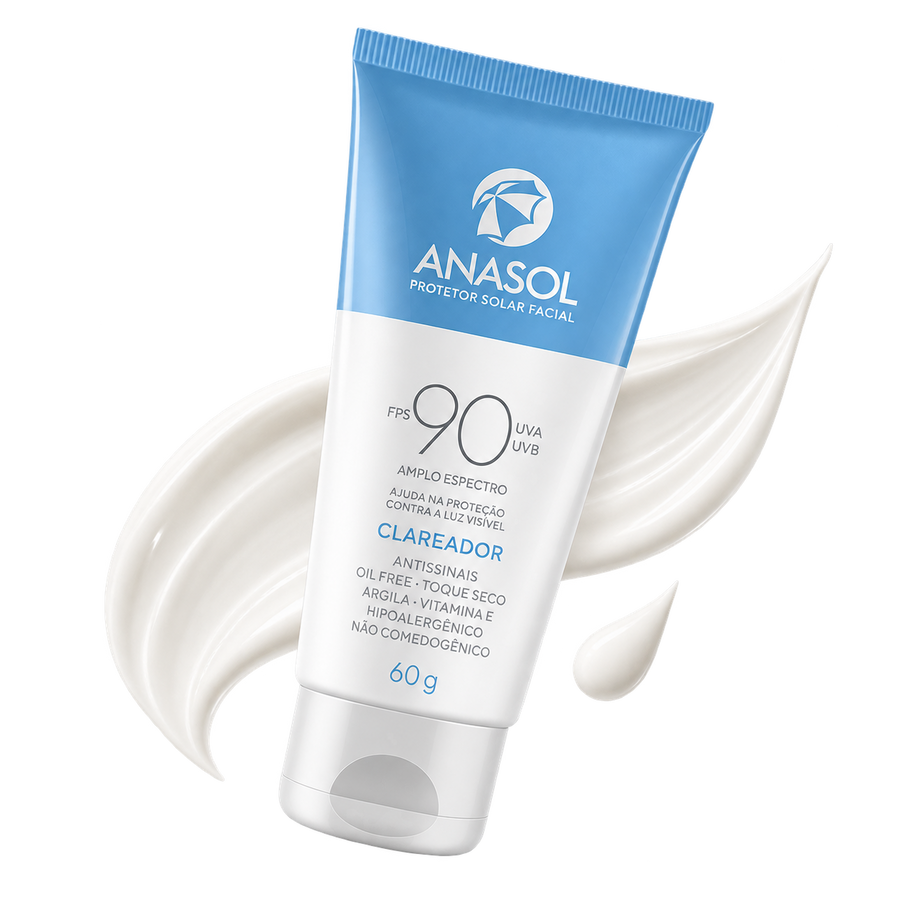 Bisnaga do Anasol Protetor Solar Facial Clareador FPS 90, 60 g.