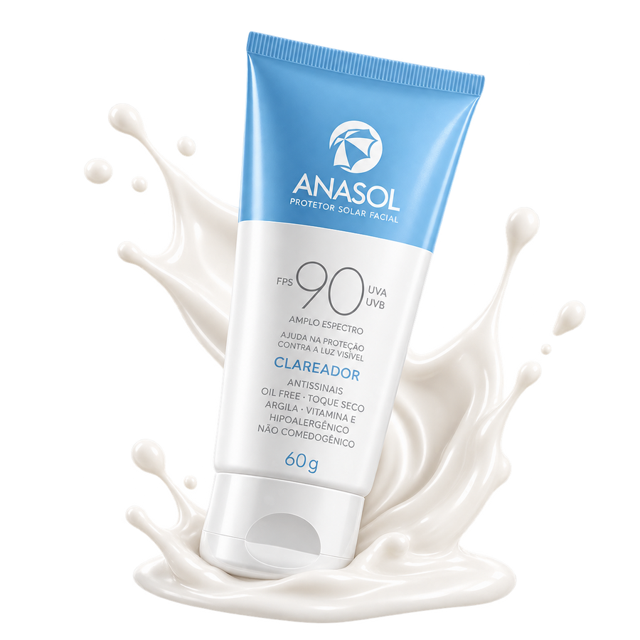 Bisnaga do Anasol Protetor Solar Facial Clareador FPS 90, 60 g.