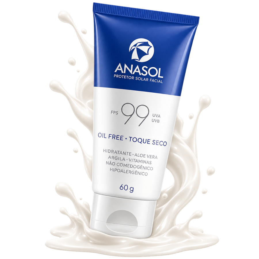 Bisnaga do Anasol Protetor Solar Facial Oil Free FPS 99, 60 g.